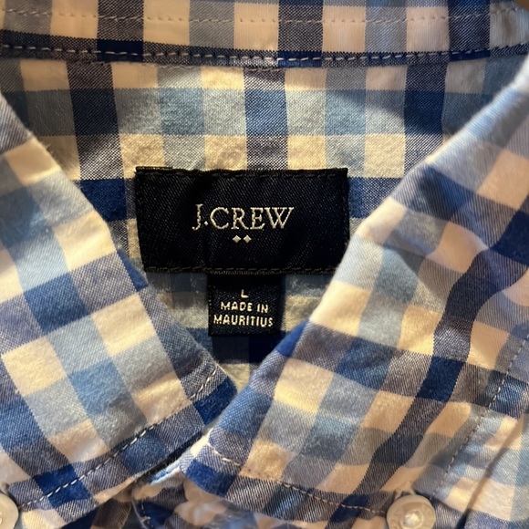 Blue and White Plaid Men’s J. Crew Button Down Dress Shirt - Picture 3 of 3
